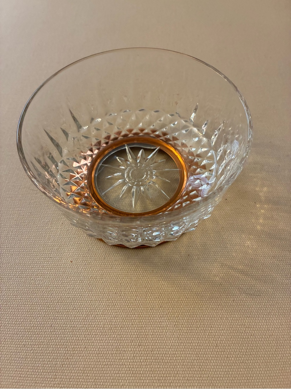 Vintage Crystal Bowl with Copper Base